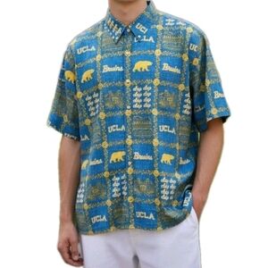 Reyn‎ Spooner University UCLA Bruins Hawaiian Shirt Mens M Blue Gold NEW NWT